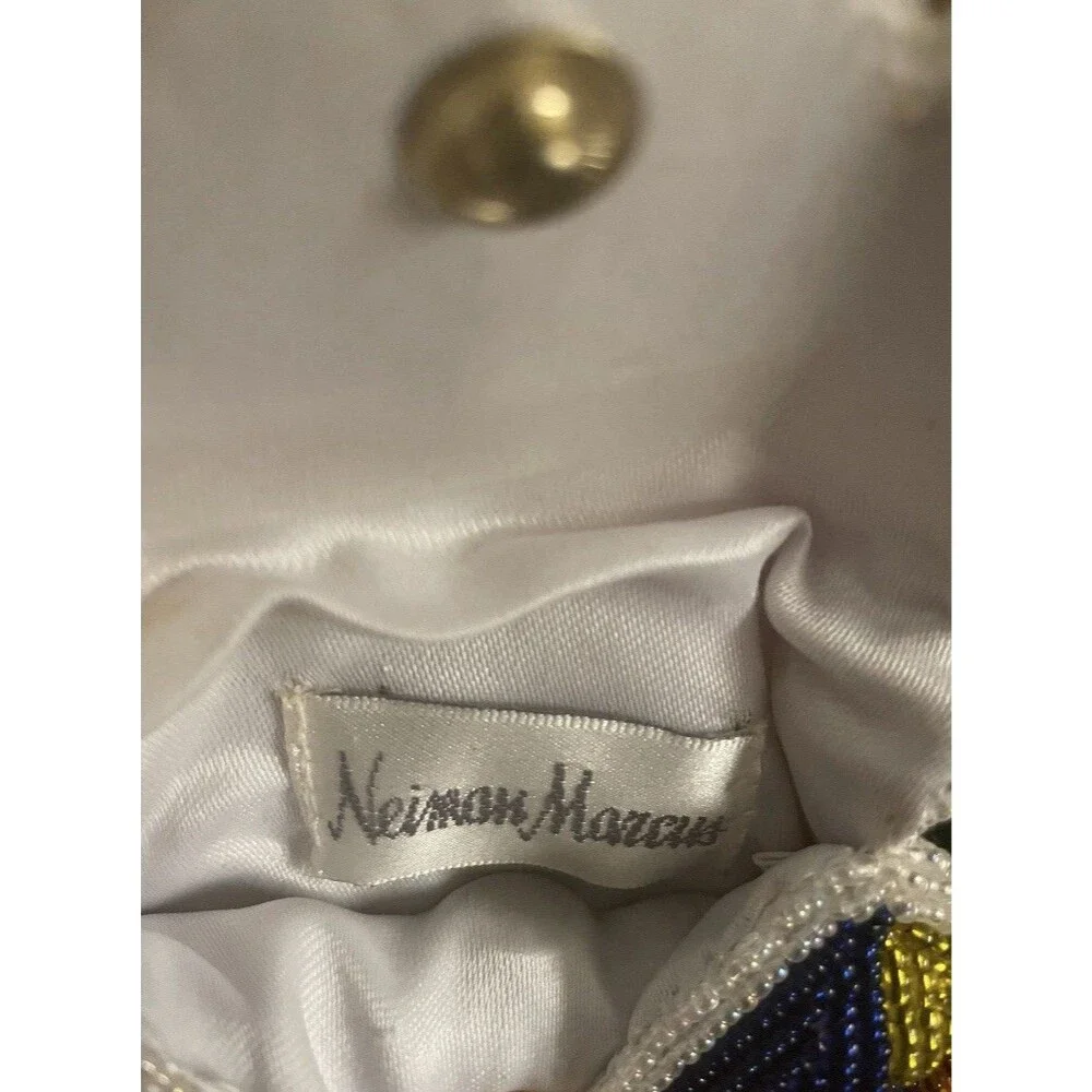 Vintage Neiman Marcus 70s Neon Beaded Designer Vintage Makeup Clutch Pouch